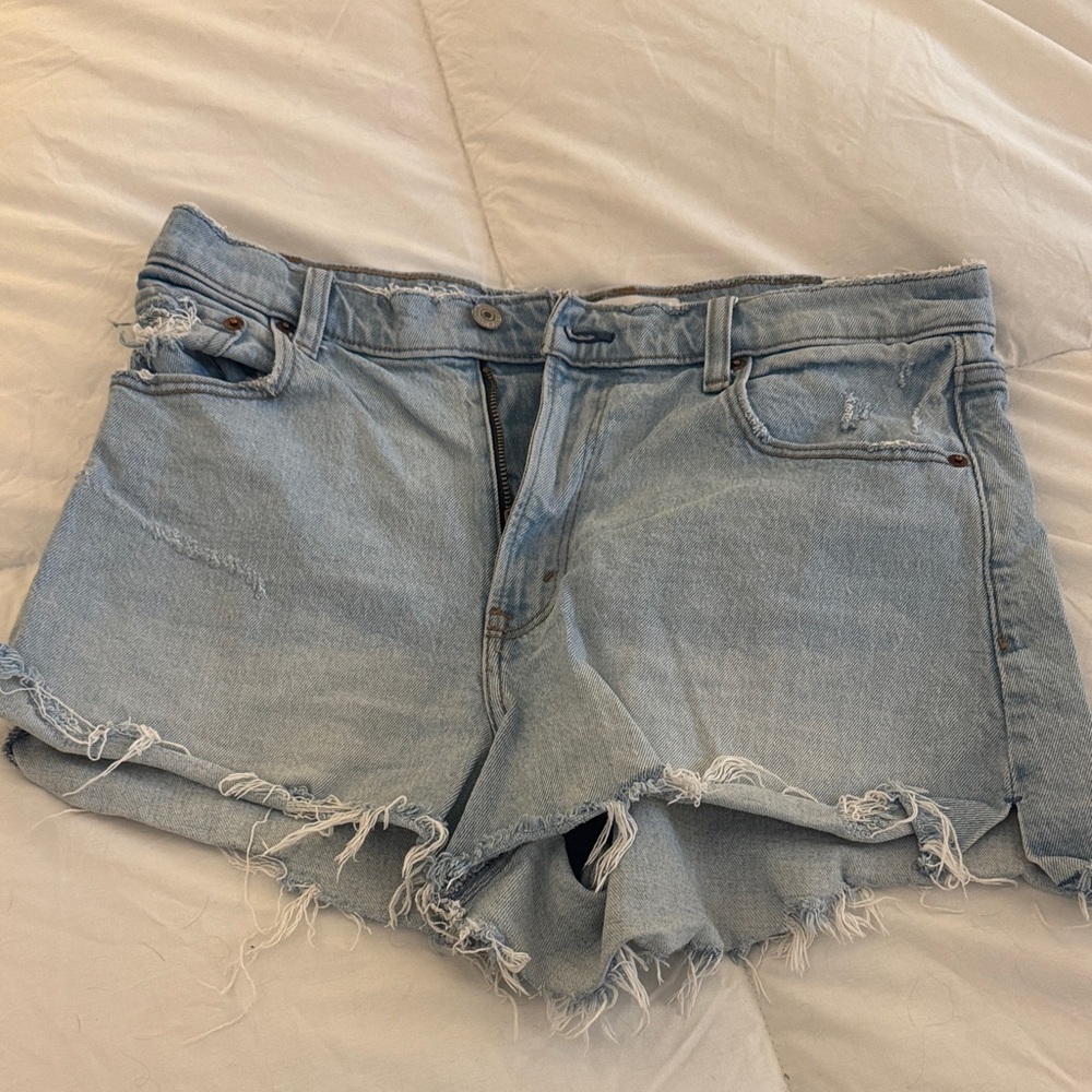 Abercrombie & Fitch Light Blue Frayed Jean Shorts